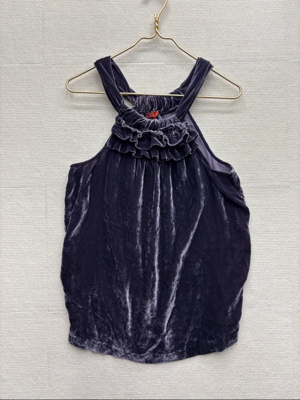 Sundance | large silk blend Velvet Ruffle Halter Tank Top - Deep Purple blouse